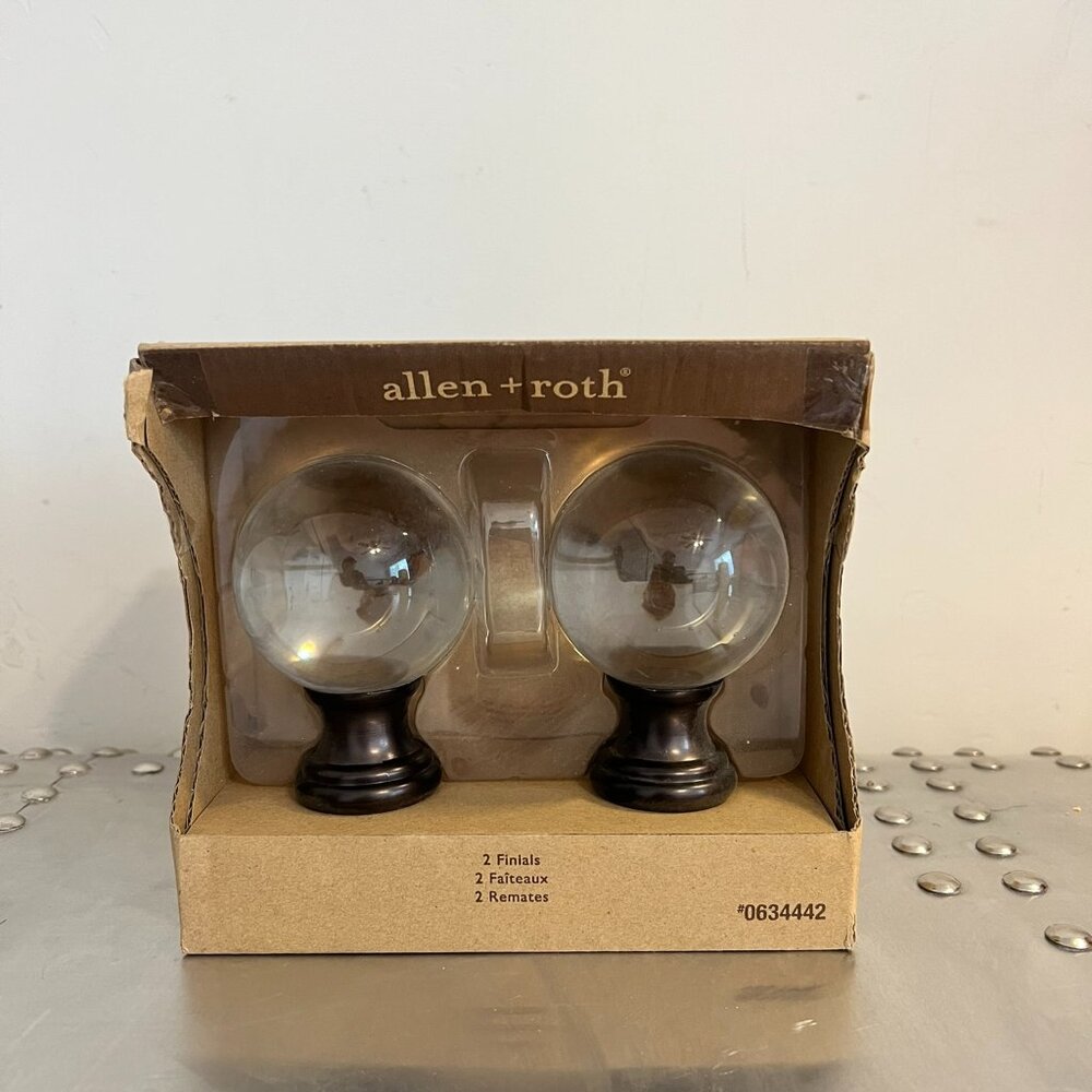 Allen + Roth Set of 2 Clear Acrylic Ball Drapery Curtain Rod Finials - BRONZE